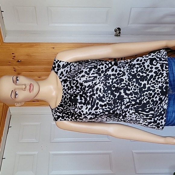 Ann Taylor Gray/Black Silk Animal Print Sleeveless - Picture 1 of 4